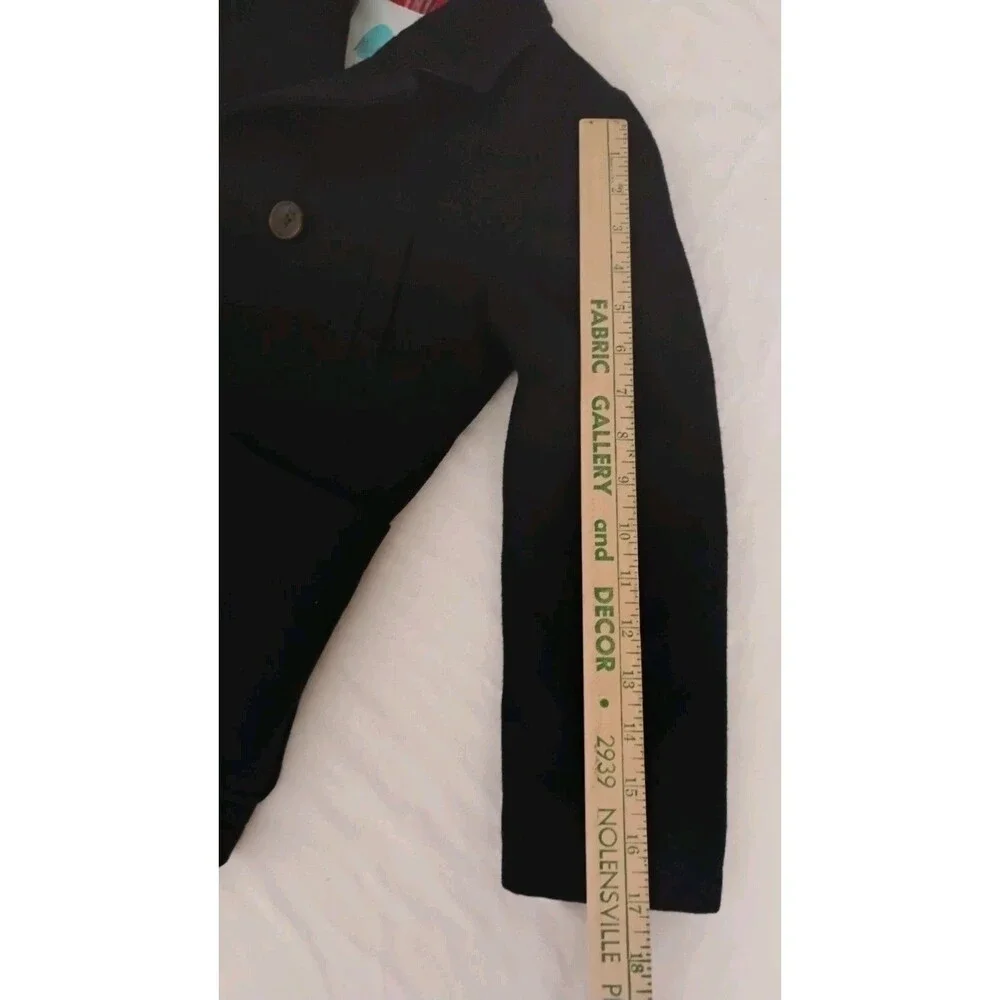 Mini Boden Boy's Navy Wool Pea Coat 7-8 Yr GC Plaid Flannel Lining Preppy Rare